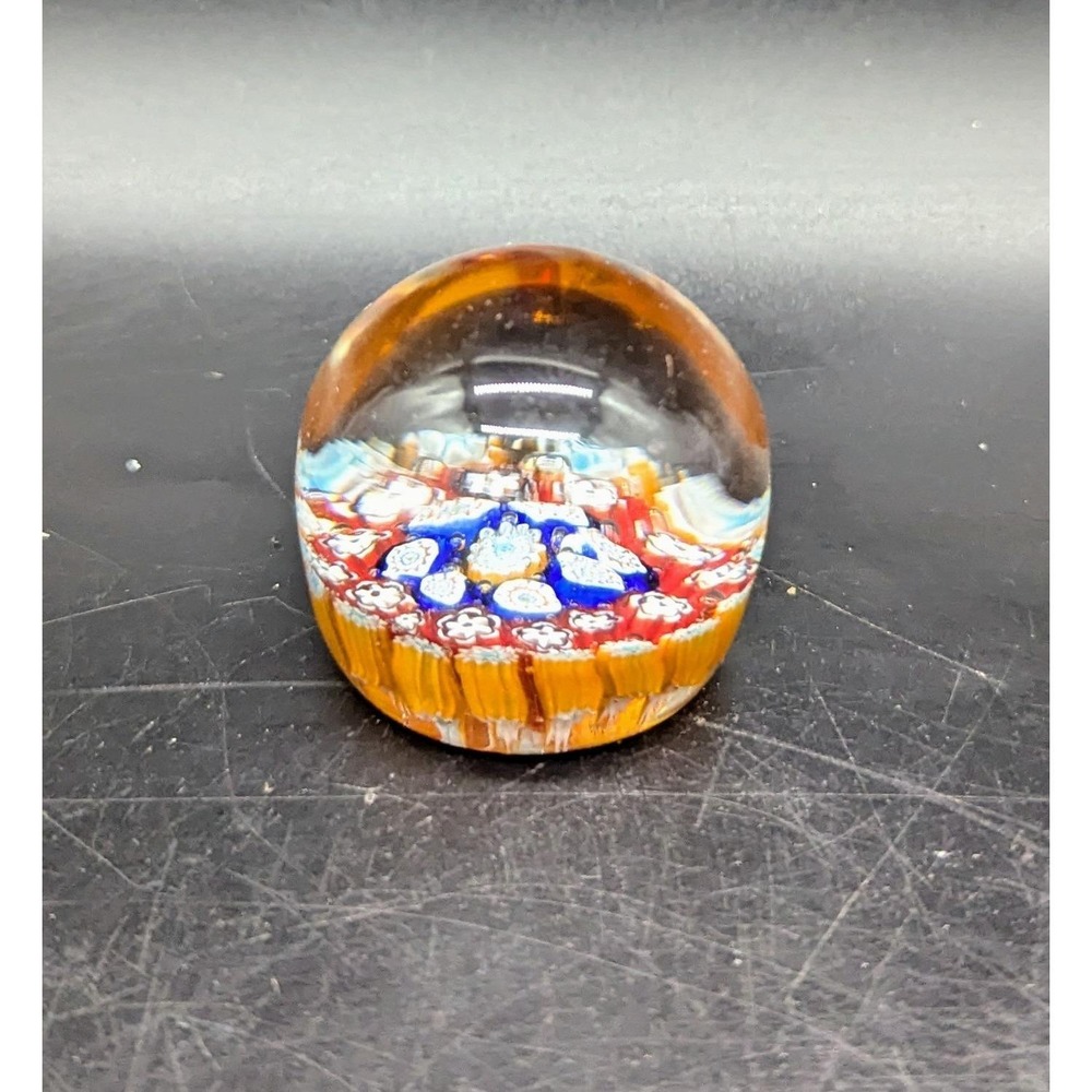 Vintage Miniature Fratelli Toso Murano Art Glass‎ Millefiore Paperweight 1.75"